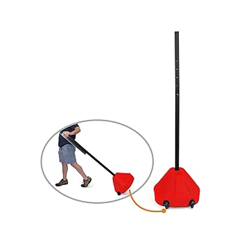 SmartSign 5.25 foot Portable Sign Holder with Pole and 1.5 foot Wheeled Base, Reinforced Plastic, Black and Red, Set of 1