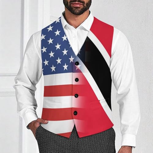 USA And Trinidad And Tobago Flag Suit Vest for Men Slim Fit Sleeveless Jacket V Neck Business Waistcoat Button Up Dressy Top4