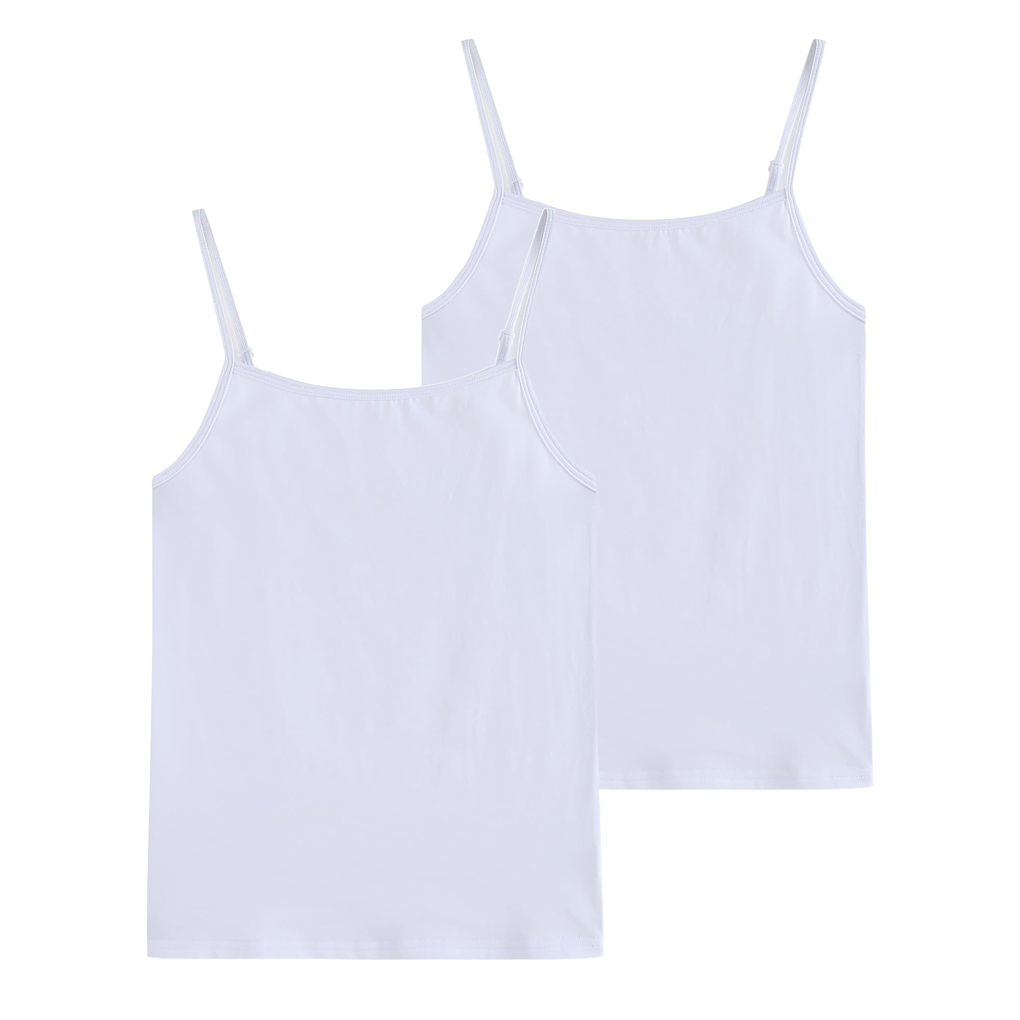 Girls Undershirts Camisole Tank Tops for Kids with Adjustable Straps Cotton Dance Cami for Teen 5-12 Years