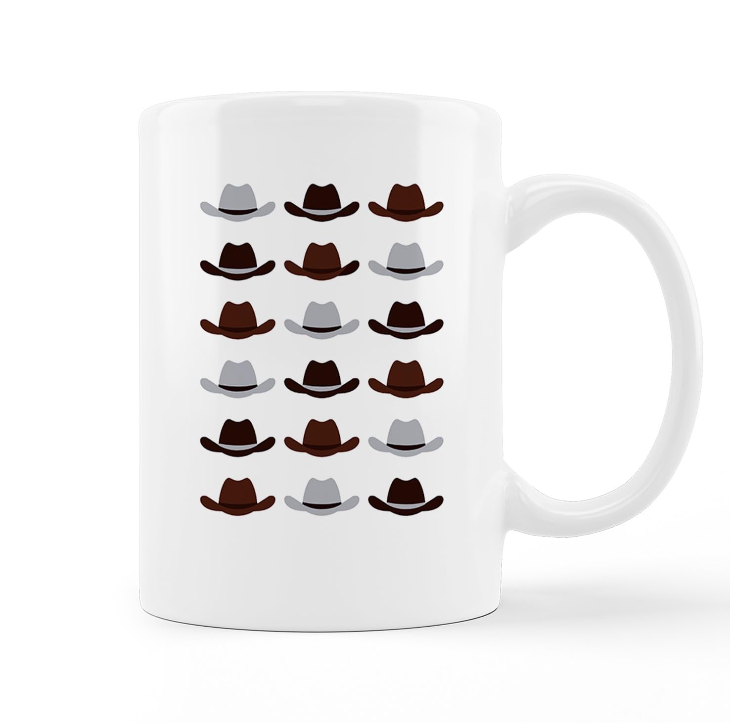 Retro Western Cowboy Hat Pattern Beige Black Preppy Ceramic Mug-11oz Coffee Milk Tea Mug Cup with Handle,Preppy Gifts for Teen Girls Boys Cowgirl Cowboy