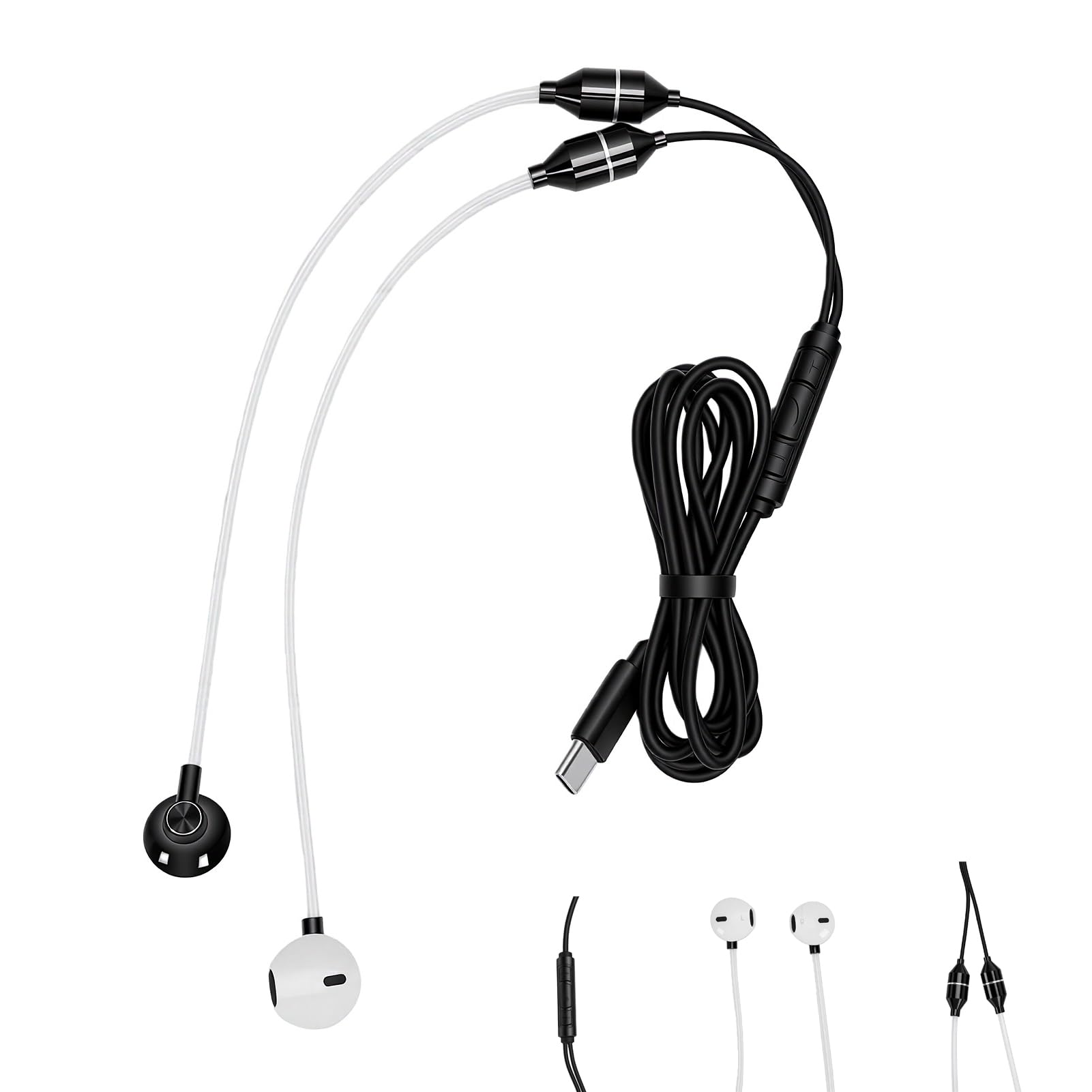 Yunseity Auriculares con Tubo de Aire, Auriculares con Cable USB C con