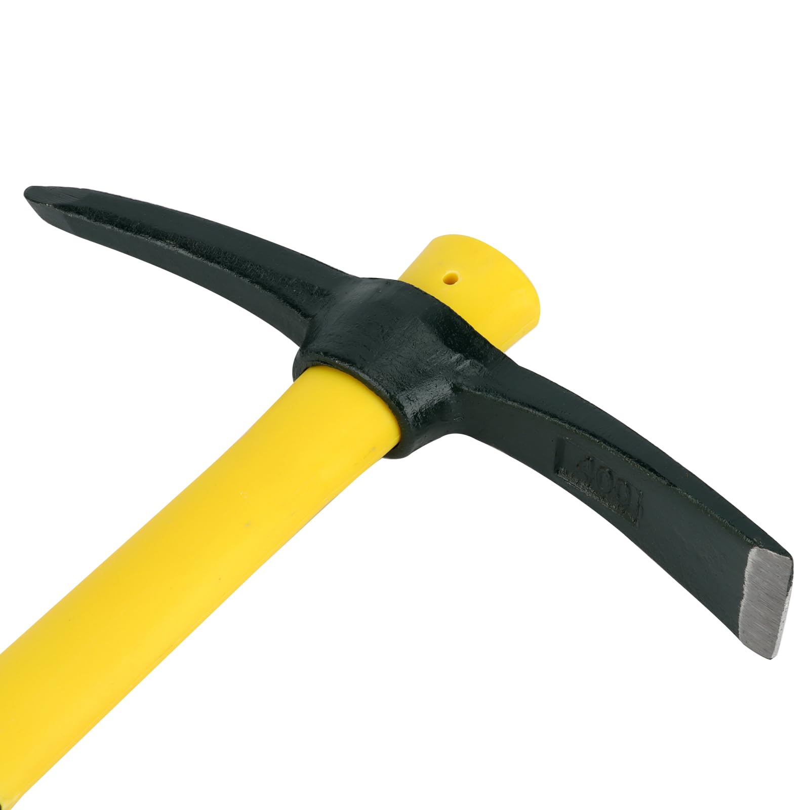 Lot de 2 pioches pointues robustes de 38 cm avec tête forgée et pioche plate pour camping, prospection, jardinage