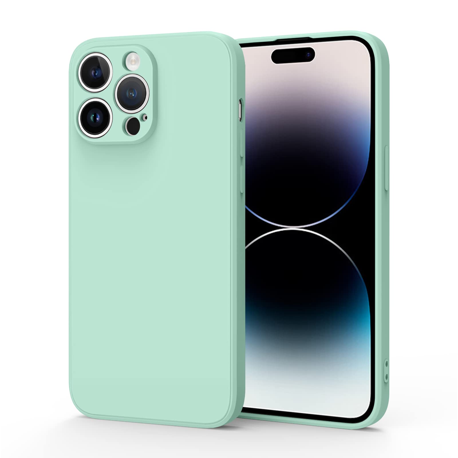 Silicone Protective Case, Compatible With iPhone 14 Pro Max, Full Body Protection, Shock -proof Soft Liquid Silicone Protective Case, Suitable For iPhone 14 Pro Max 6.7 “ (Mint Blue)