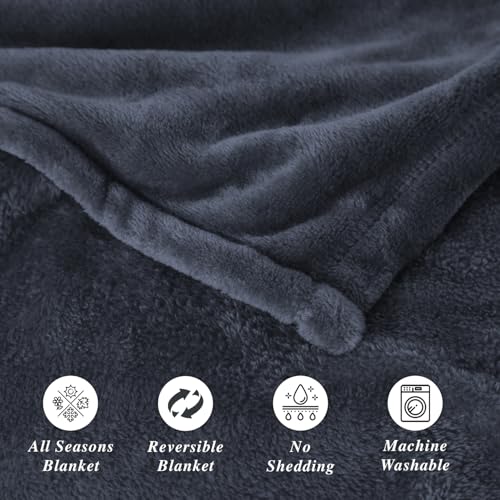 Image of Cloth Fusion Nimbus 280 GSM Fleece Blanket, Navy Blue, Single 58x86 inches | Double-Brushed Both Sides, Anti-Pilling Weave, Colour-Lock Dye, Reinforced Stitching, Machine Washable