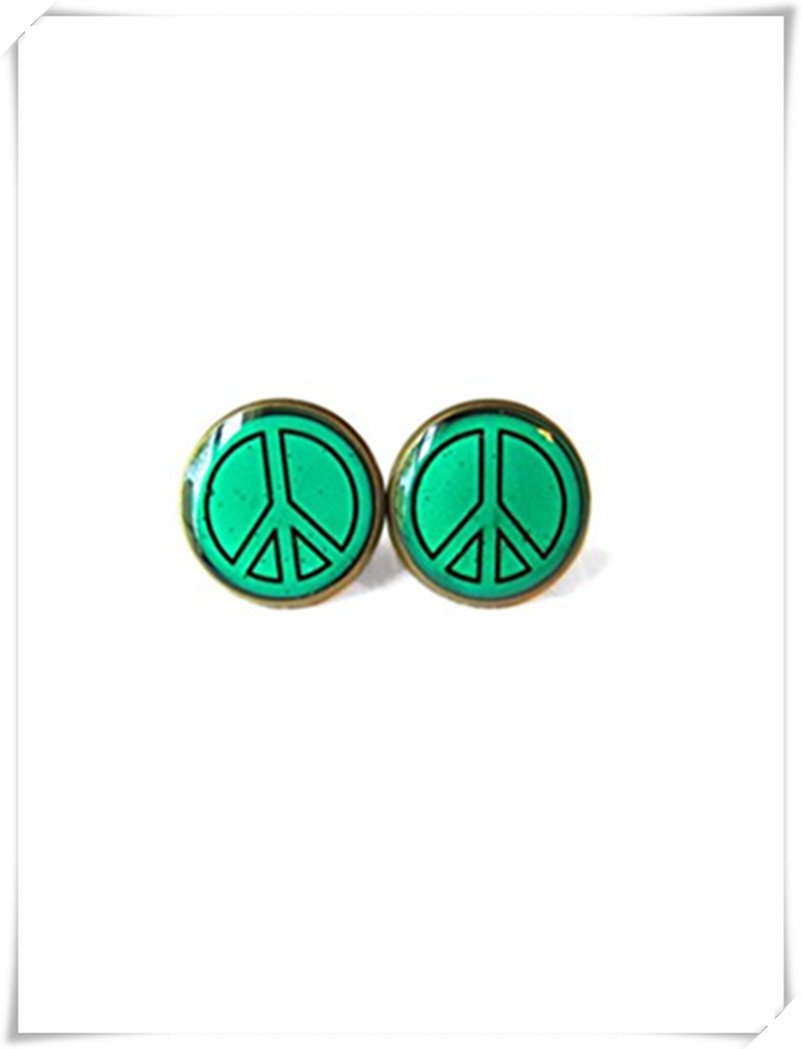 Hobbs Teal Blue Peace Sign Earrings - Pastel Goth Soft Grunge Pop Culture Jewelry