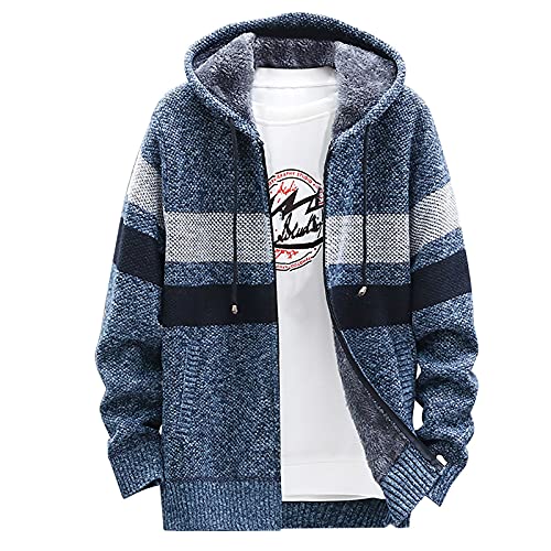 Ymosrh Flannel Jackets for Men Men's Fall and Winter Casual Sweater Jacket Warm Knit Sweater Hooded Hoodie Jackets