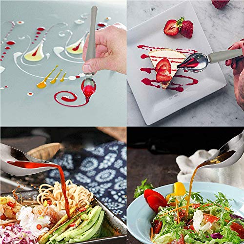 4 Pcs Chef\'s Art Pencil Food Decoration Stainless steel non-slip chef cooking painting spoon Cake Decoration Baking Tool for DIY Decorating Plates
