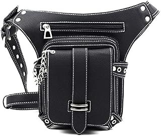 Steampunk Shoulder Bag Leg Bag Retro Rock Gothic Sports Chain Bags for Women Men Waist Bag Leather Motorcycle Waist Bag
