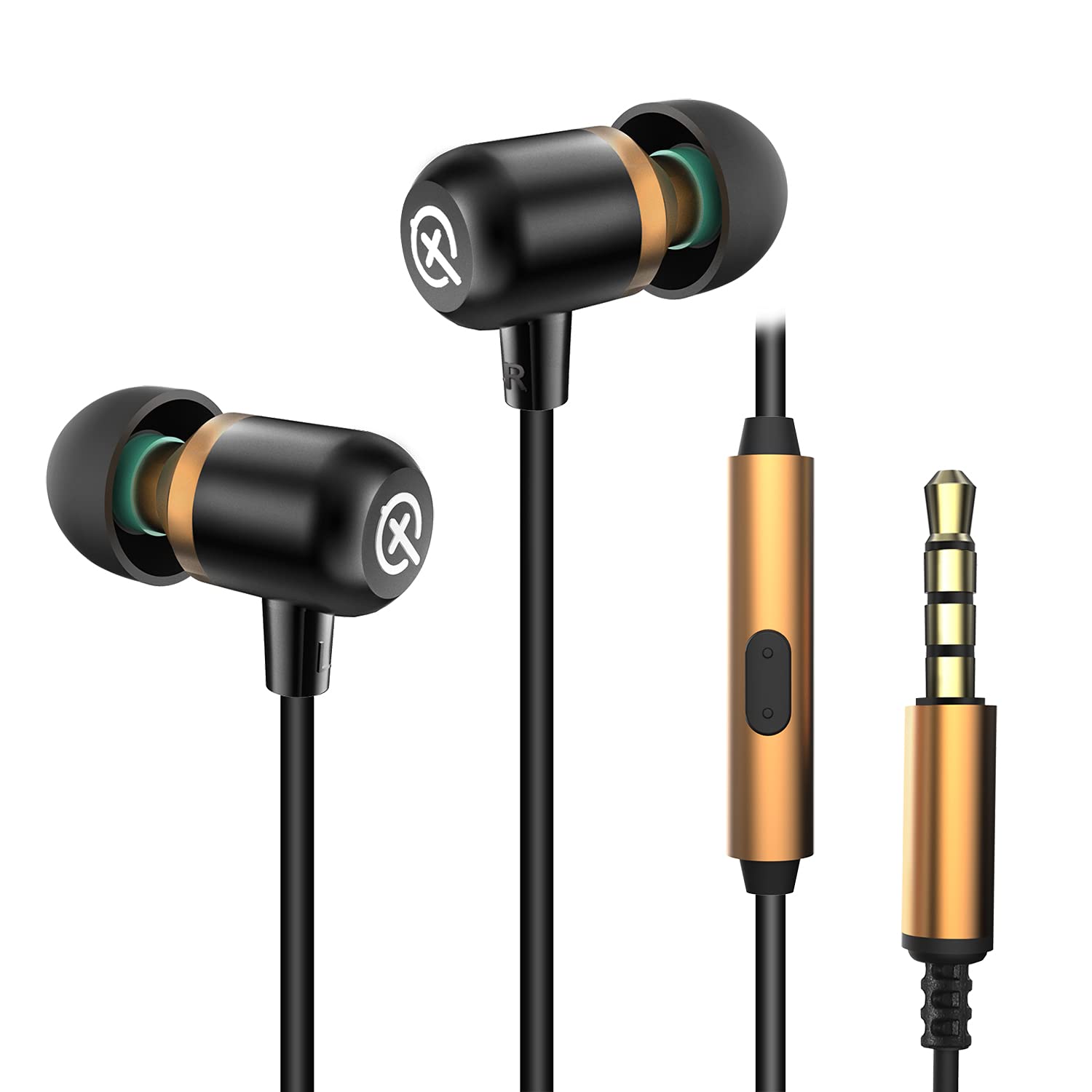 X MOCROX Earbuds Wired Durable Earbuds 3.5mm,Noise Isolating Wired Earphones Stereo Bass Earbuds for Computer Laptop Corded Earbuds in-Ear Headphones Soft Comfortable Earbuds