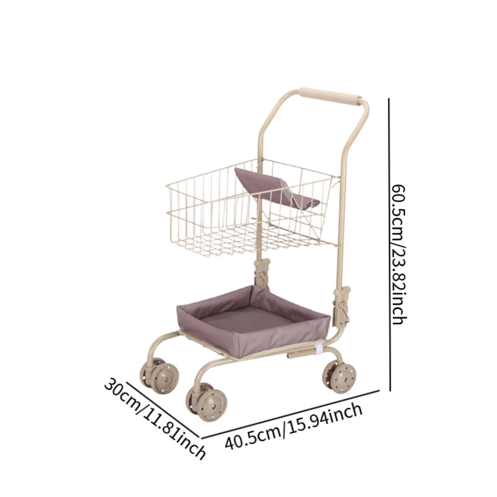 predolo Einkaufskorb Kinder Einkaufswagen Mini Einkaufsrollwagen Rollenspiel Lernspielzeug Handwagen mit Universalrädern für Geschenk Kinderzimmer Dekoration, Korb in Unifarbe