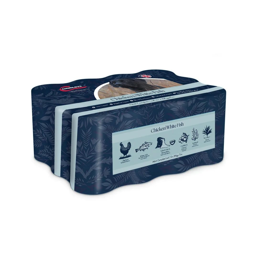 Chudleys Adult Complete Wet Dog Food Trays, Rich in Chicken with White Fish 12x 395g – Wet Dog Food for Adult Working Dogs