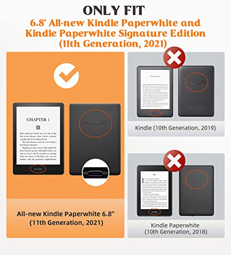 MoKo Étui Compatible avec 6,8 Pouces Kindle Paperwhite 11e Gén Modèle 2021, Coque de Protection avec Dragonne, Auto Réveil/Veille pour Kindle Paperwhite Édition Signature, Abricot épanoui