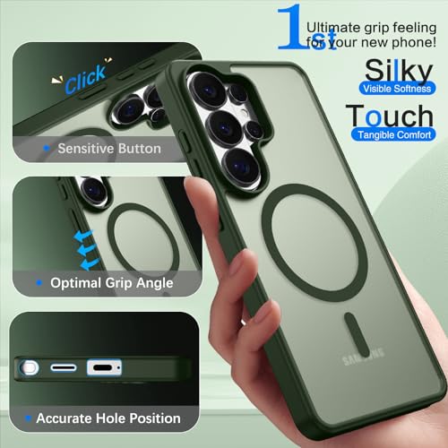 Coque Samsung S Ultra GUAGUA compatible MagSafe et protection militaire antichoc verte