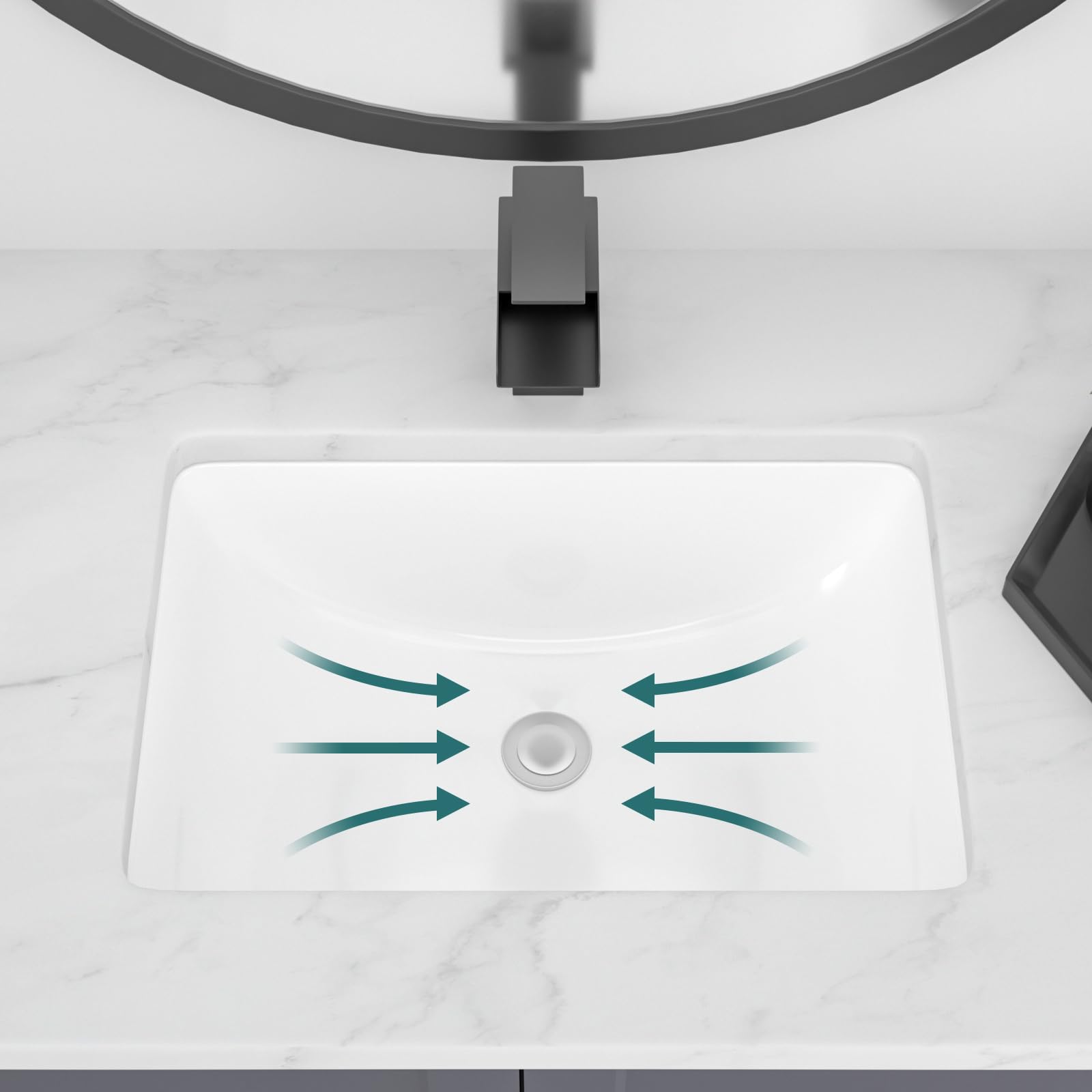Lofeyo Undermount Bathroom Sink 20''x14'' White Rectangle
