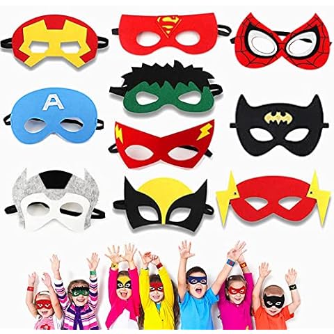 NIWWIN Felt Masks,Party Masks for Kids Birthday, Halloween dress-up Avengers Party Supplies - Adjustable Sizes, Felt Masks (Super hero) Cover