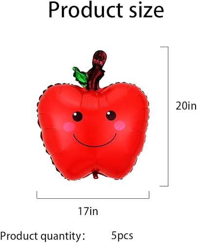 Miniatura 2 de 5 globos de fruta de manzana, globos temáticos de frutas, globos de aluminio de manzana para fiesta temática de regreso a clases, suministros de