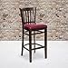 Flash Furniture 2 Pk. HERCULES Series Vertical Slat Back Walnut Wood Restaurant Barstool - Burgundy Vinyl Seat
