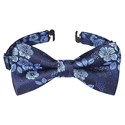 HISDERN Toddler Boys Bow Tie Pre Tied Adjustable Clip On Blue Paisley Kids Bowties Fun Patterned Bowties for Wedding Party