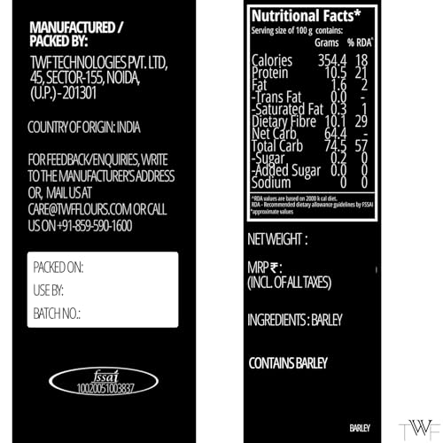 Image of TWF Virgin Barley Flour (5 X 1 Kg) - 100% Natural, High Fiber Flour for Baking & Cooking | Ancient Grain, Minimally Processed | Perfect for Plant-Based Diets
