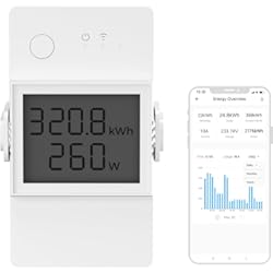 Sonoff Mini Sin Neutro SONOFF POWR316D Interruptor Inteligente con Medidor WiFi de 16A con Pantalla ,Digital LCD de Medición de Consumo de Energía y Protección Contra Sobrecargas