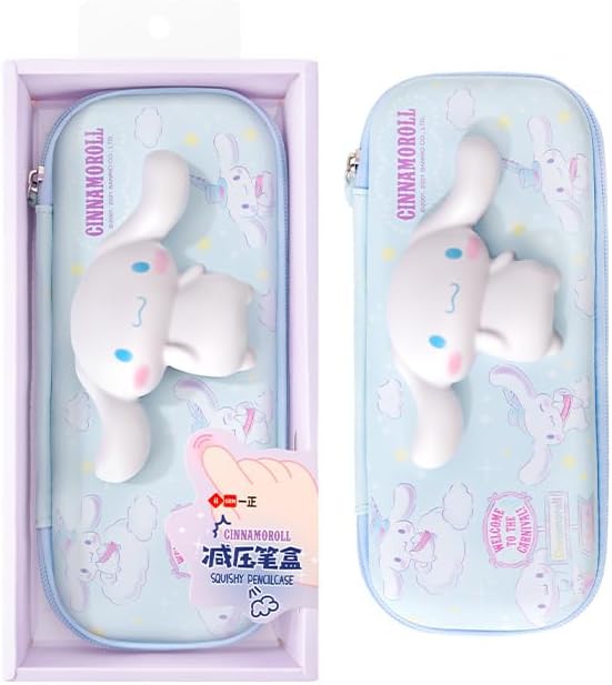 Lovely Cute Kawaii Multipouch with 3D Squishy Design – Squishy Pencil Case, Cosmetic Pouch, Makeup Brush Holder, Mini Travel Bag, Multipurpose Organizer (Blue White)