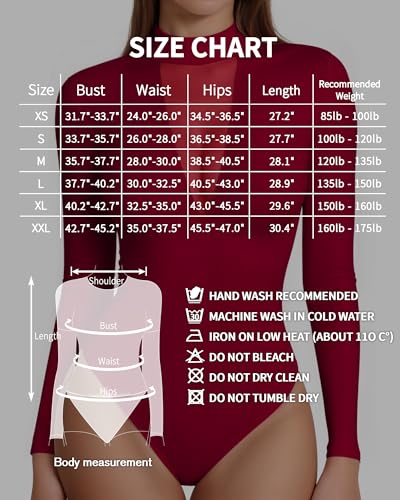 Image of Mangopop Women' Long Sleeve Ribbed Bodysuit Jumpsuits
