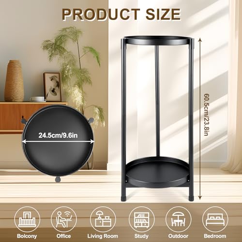 Ouypltny OUYPLTNY0715 Metal Plant Stand Indoor Outdoor , 2 Tier Black Tall Corner Flower Pot Holder Stands ,Multiple Tiered Wrought Iron Planter Shelves thumb #4