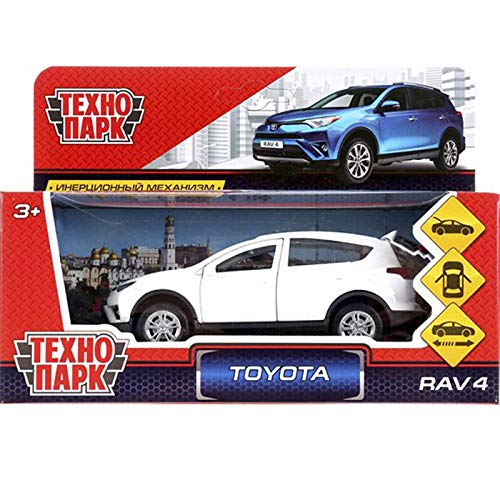 Diecast Toy Car Toyota RAV4 1/36 Scale Metal Model - White Сompact Сrossover SUV Russian Die Cast Toy Cars
