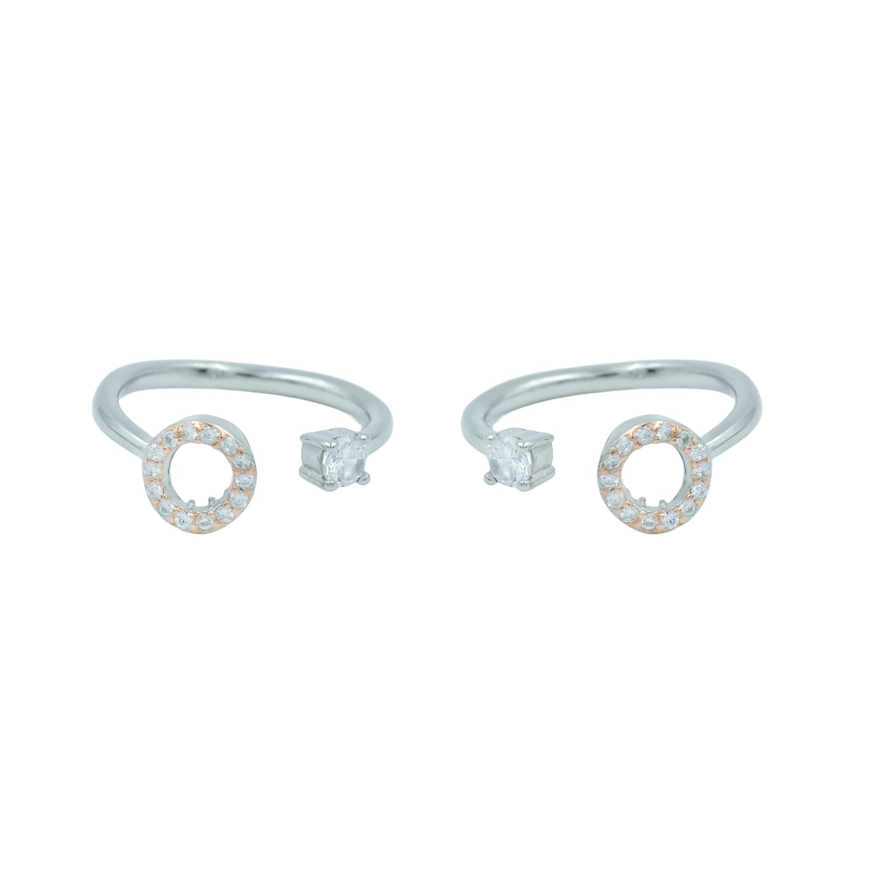 Ria Silver By Jyotichand Bhaichand 925 Silver Toe Rings with Circular CZ Halo and Solitaire Accent-image-5