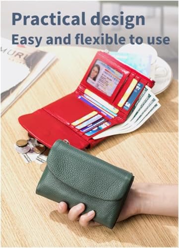 Joyfullygo Wallet, Relevantk Unisex Pebble Leather Wallets, 2025 Genuine Leather Coin Card Purse Small Wallet Women with Credit Card Holder, Coin Holder & Cash Slots, Waterproof Soft (H)3