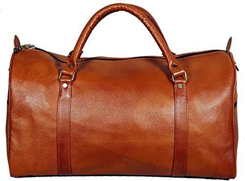 Image of RICHSIGN Leather Accessories 24 litres Duffle Bags for Men Travel, (TAN)-(Weight-1 KG /1000 GR)(Dimension = H- 12 x L- 20 x W- 8 Inch)