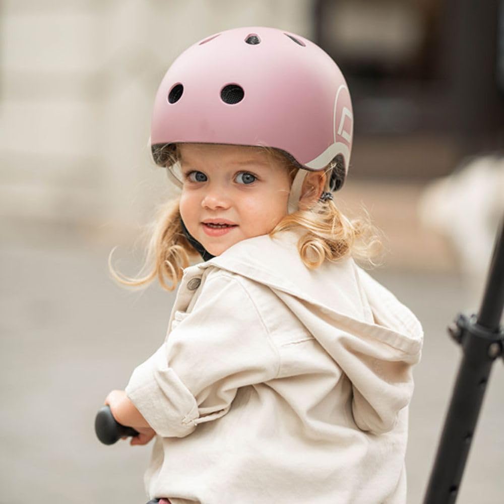 Scoot and Ride & Baby Casco da bambino XX-Small a Small (45-51 cm), vestibilità regolabile, design leggero, traspirante, fibbia magnetica, certificazione di sicurezza - Wildberry