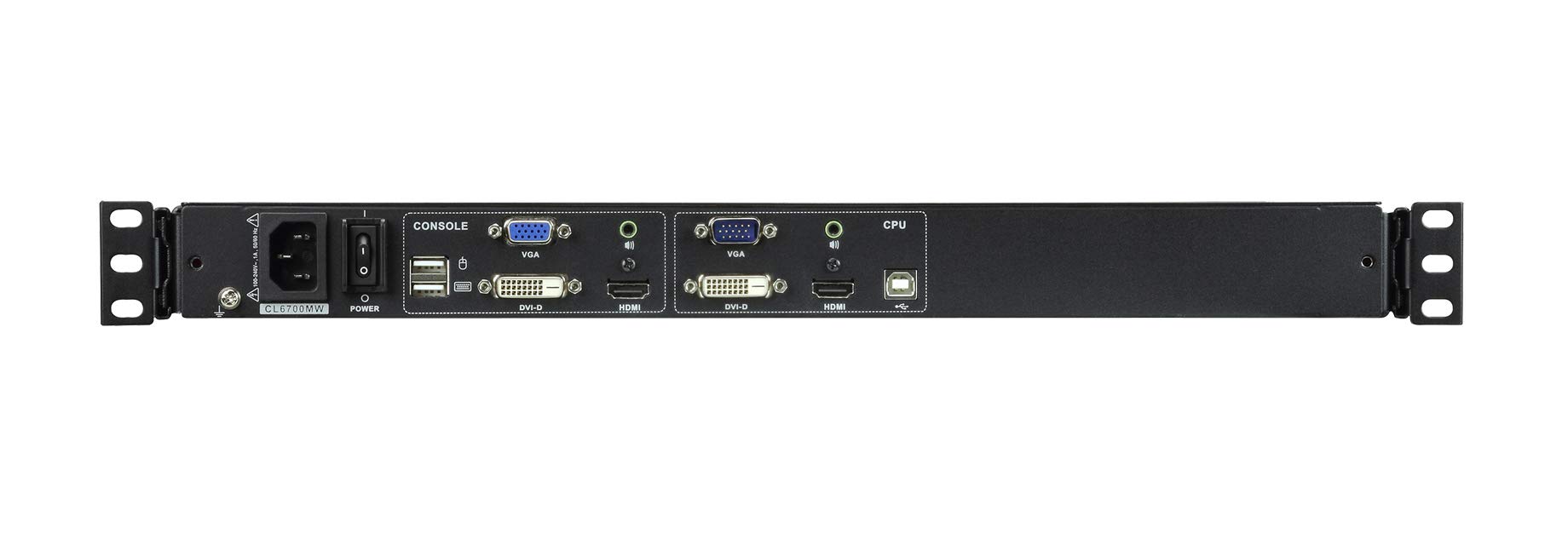 Aten CL6700MW-ATA-2XK06SG interruptor KVM Montaje en rack Negro - Periférico de entrada (USB, USB, USB tipo A, USB Tipo B, Full HD, 1920 x 1080 Pixeles, Negro)