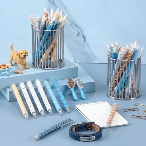 Image of Jetec 54 Pcs Blue Dogs Pens Bulk Ballpoint Pens Sets Stuff Aesthetic Retractable Office Supplies Gift for Student Teacher Writing Journal Planning Notepad Desk Decor for Women Men Nurse Staff