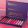 BestLand 10pcs/Set Matte Lipstick Lip Kit, Velvety Liquid Lipstick Waterproof Long Lasting Durable Nude Lip Gloss Beauty Cosmetics Gift Box Makeup Set Kit (10 Piece Set)