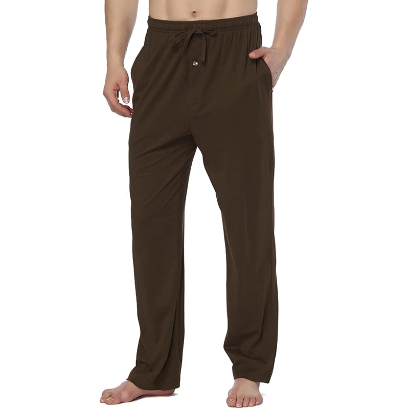 Men's Cotton Pajama Pants Soft Sleep Bottoms Lounge Pants with Pockets