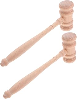 VILLCASE 2pcs Wooden Judge Gavel Unfinished Solid Wood Mallet with Sound Block for Lawyers Judges and Courtroom Cosplay Accessories