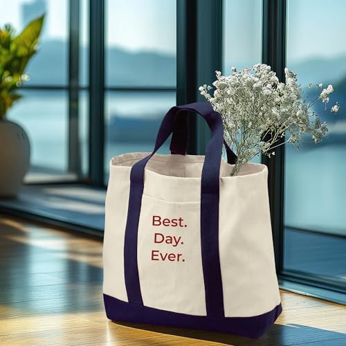 Bolso tote personalizado bicolor de algodón miniatura 2