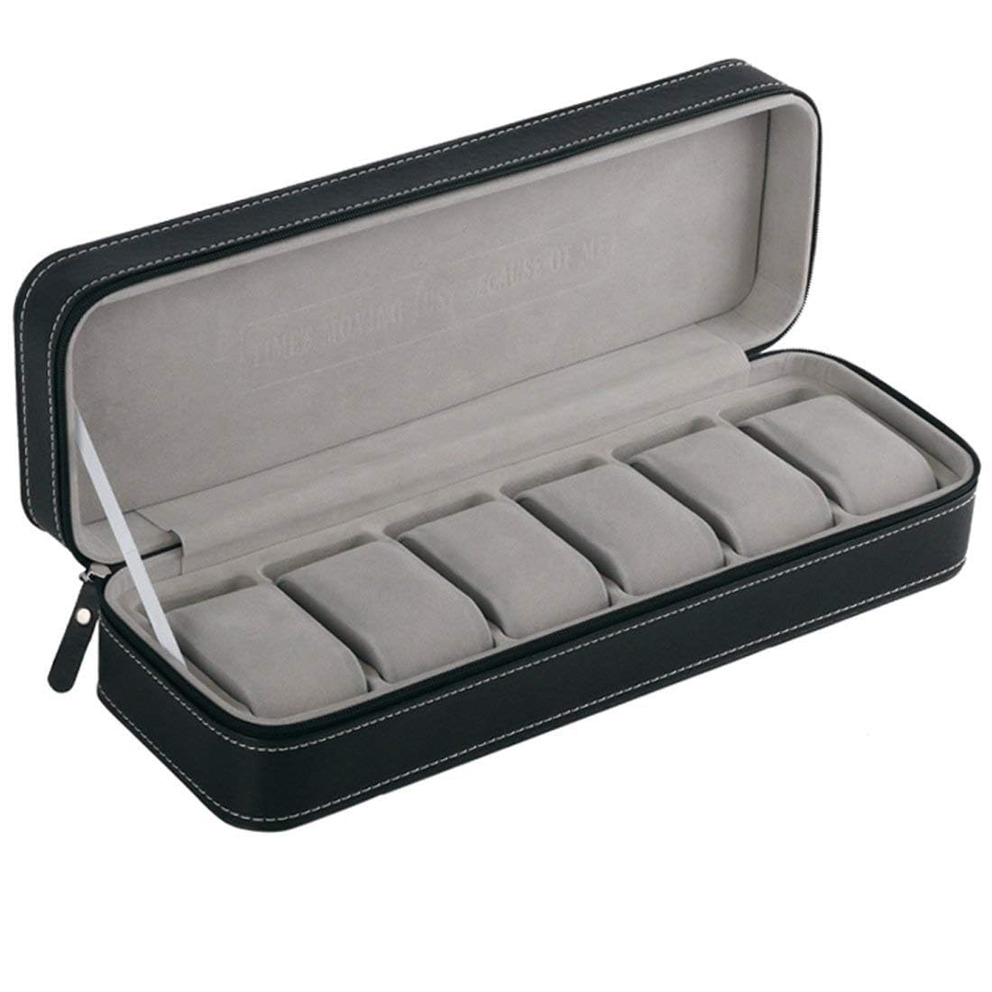 Caja de Reloj con 6 Ranuras, Estuche de Viaje portátil con Cremallera, Caja de Almacenamiento de joyería para coleccionista
