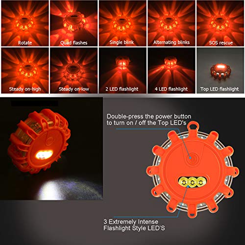 image for Tobfit 12 Pack LED Road Flares Emergency Lights Roadside Safety Beacon
