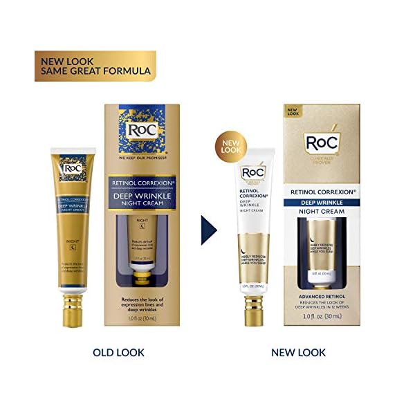 RoC Retinol Correxion Deep Wrinkle Anti-Aging Night Cream, Daily Face Moisturizer with Shea Butter, Glycolic Acid and Squalane, Stocking Stuffers for Men & Women, 1 Ounces (Packaging May Vary)