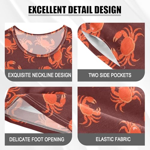ALAZA Cartoon Crab Vintage Pajamas Short Sleeve 2 Piece Sleepwear Top and Bottom Pajama Set Unisex4