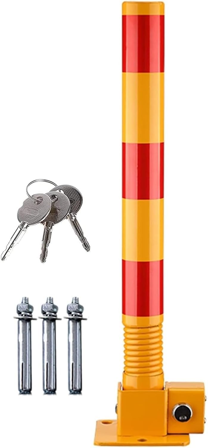 DUANHOZ Parking Bollard Lockable Folding Post for Car Space Security and Collision Avoidance