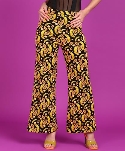 Image of POPWINGS Casual High-Waist Flared Trouser for Women | High-Rise Trouser Pant for Women | Flared Trousers for Women Formal Office Wear