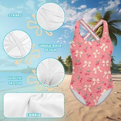 Image of One Piece Swimsuit for Girls Kids Quick Dry Bathing Suit with Crossback Strap Summer Beach Swimwear Size 5T-14
