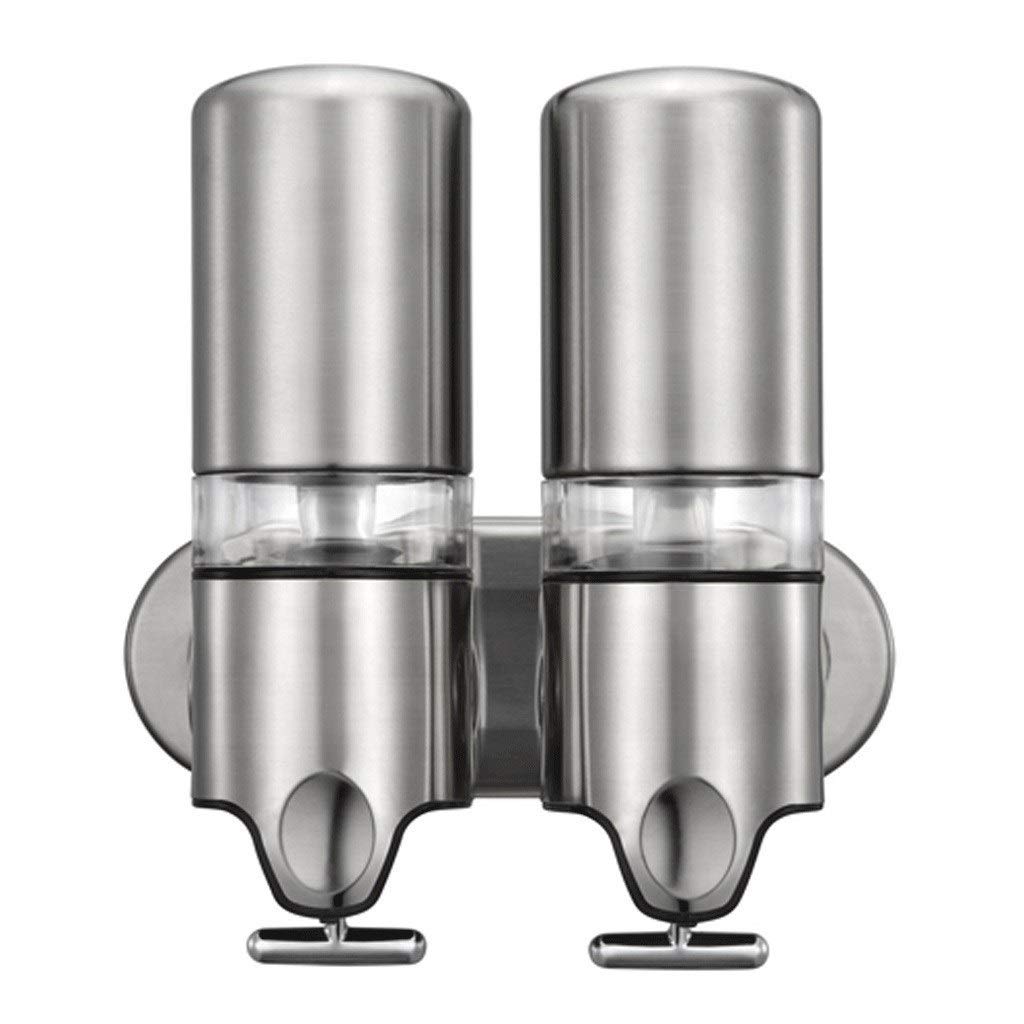 FABAXSoap Dispenser Bathroom Hotel Soap Dispenser Stainless Steel Wall-Mounted Manual 500ml Shower Gel Lotion Bottle Soap Dispenser Lotion Dispenser (Size : Double Head)