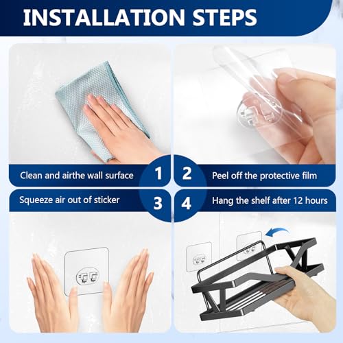 Image of FGSAEOR 14 Pack Shower Caddy Adhesive Replacement, Waterproof Strong Hooks for Shower Caddy, No Drilling Bathroom Storage Shelves, Soap Holder, and Kitchen Racks