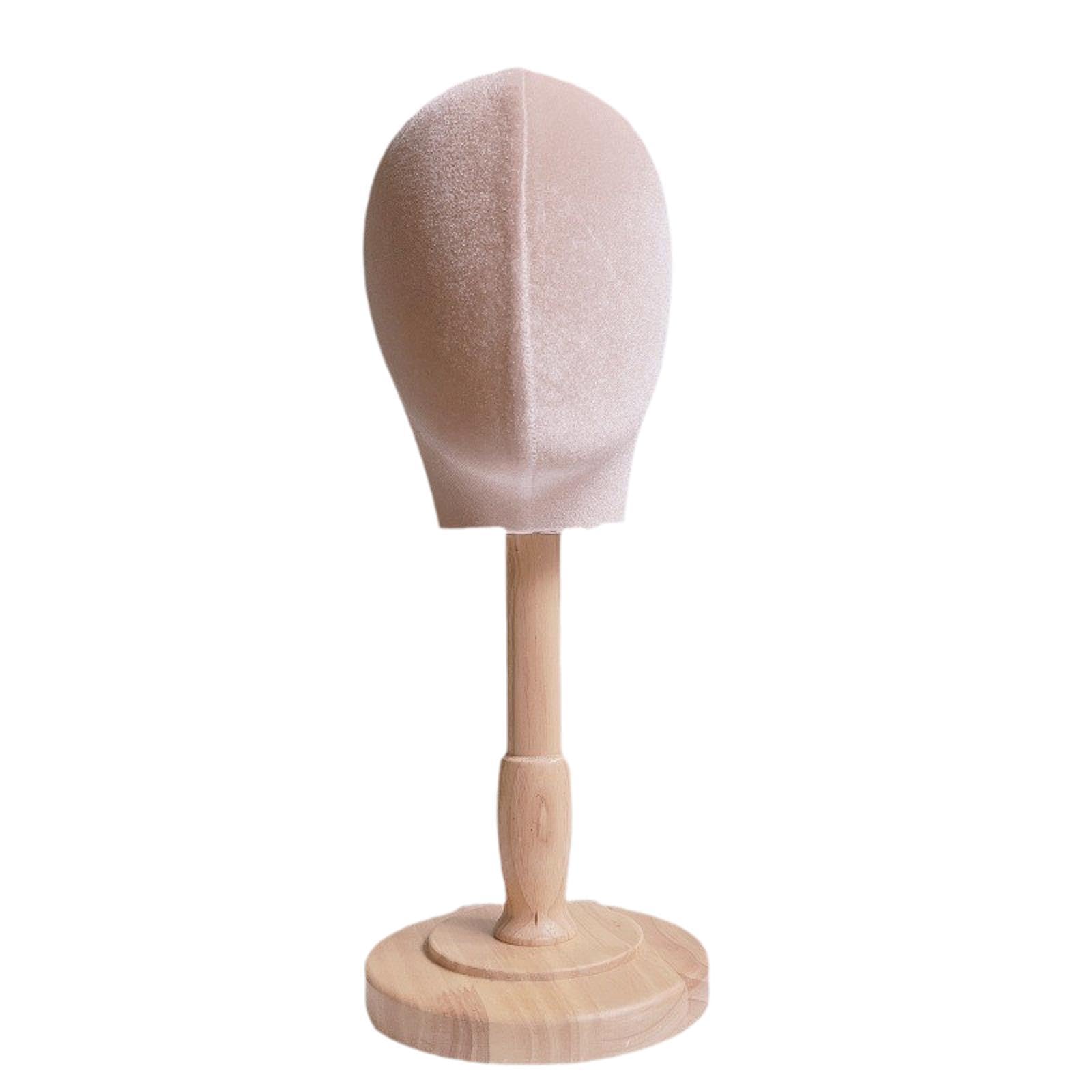 Manichino Testa Porta Cappelli Espositore Supporto Parrucche Regolabile Struttura in Pp Tessuto E Legno Superficie Liscia Leggero Adatto per Salone Ca, Medio
