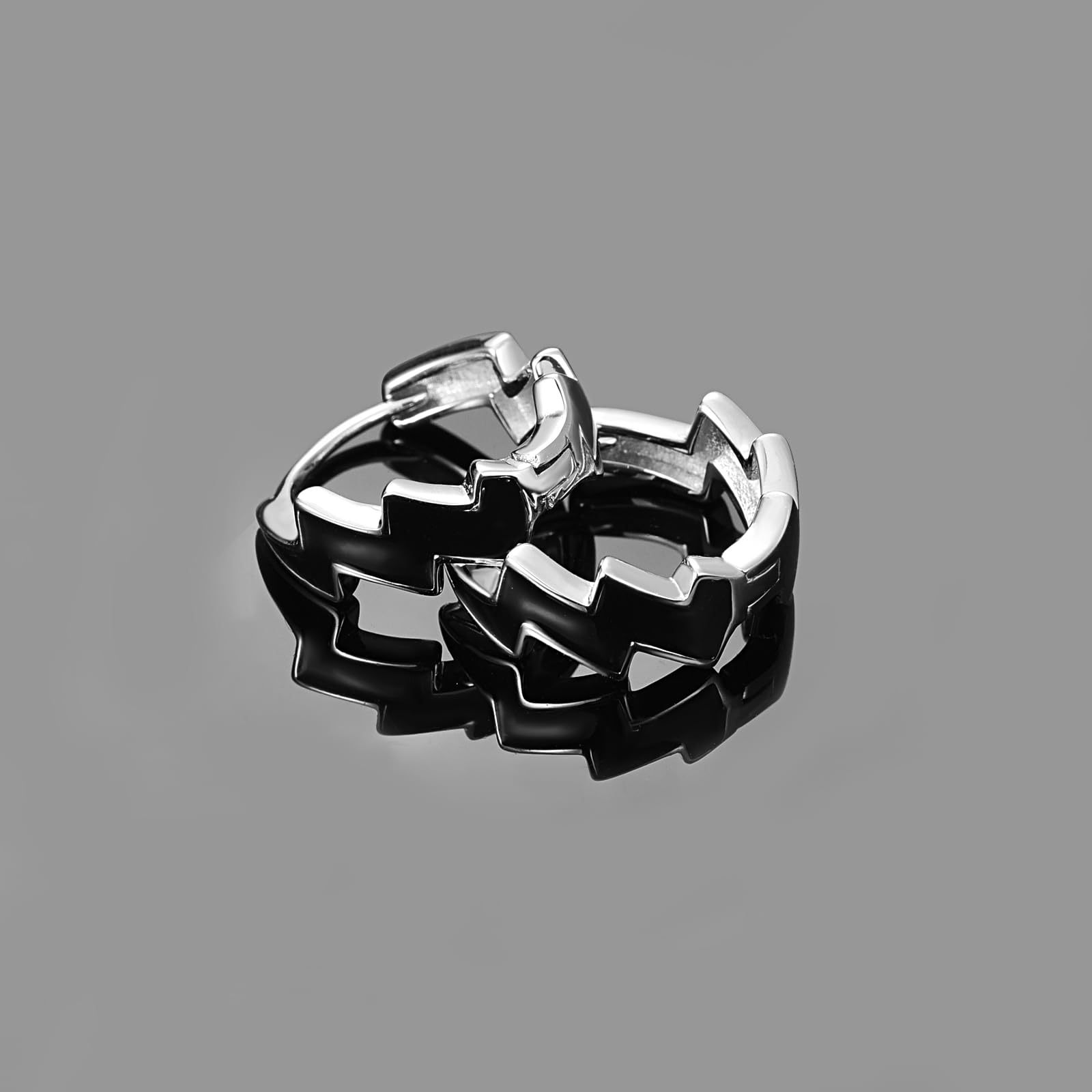 ADMETUS Hoop Earrings 925 Sterling Silver Black Sleeper Earrings Hypoallergenic Huggie Earrings Jewellery Gifts for Men Women with Gift Box