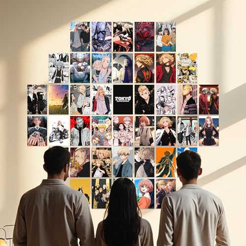 Image of Tokyo Revengers Poster Collage Set of 54 (4x6 Inch) - Wall Art Prints featuring Takemichi, Mikey, Draken, Chifuyu, Baji & More | Durable Home Decor for Fans, Gift for Anime Lovers, Gaming Room Decor, Durable Poster Set, collectible Anime